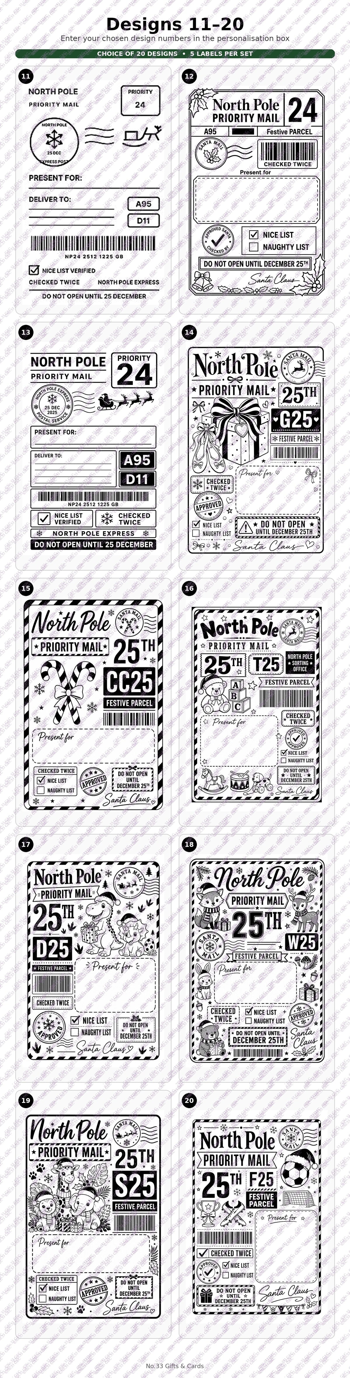 Personalised North Pole Christmas Parcel Labels – Choose 5 Designs – 4 x 6 Stickers