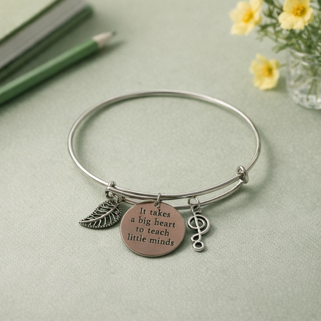 "It Takes a Big Heart to Teach Little Minds" Teacher Charm Bracelet