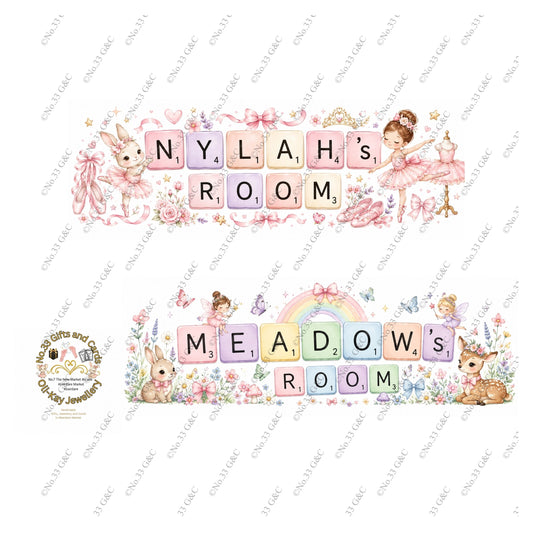 Personalised Children’s Door Sign – Custom Name &amp; Theme – 280mm x 100mm