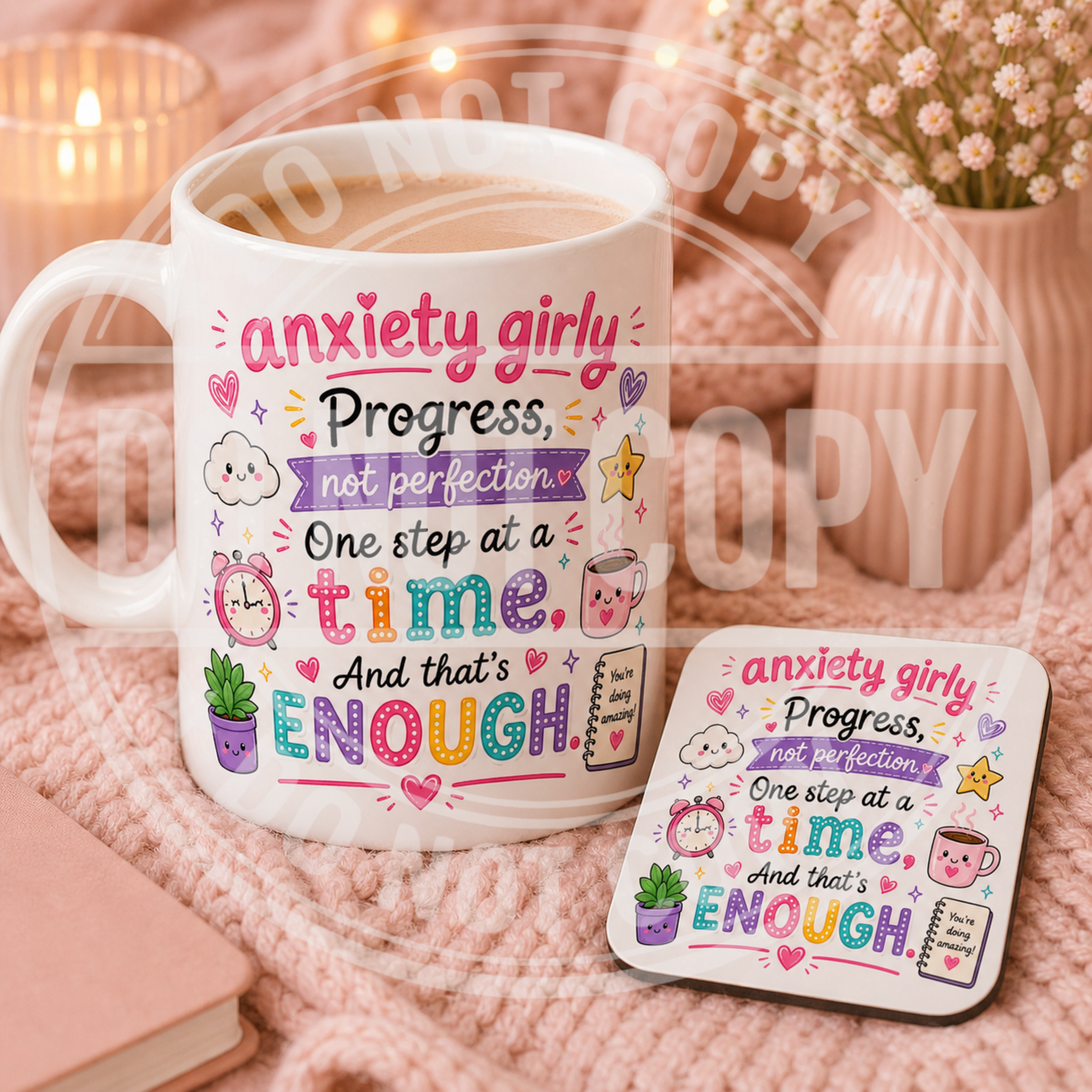 Decorated Mug and Coaster Set