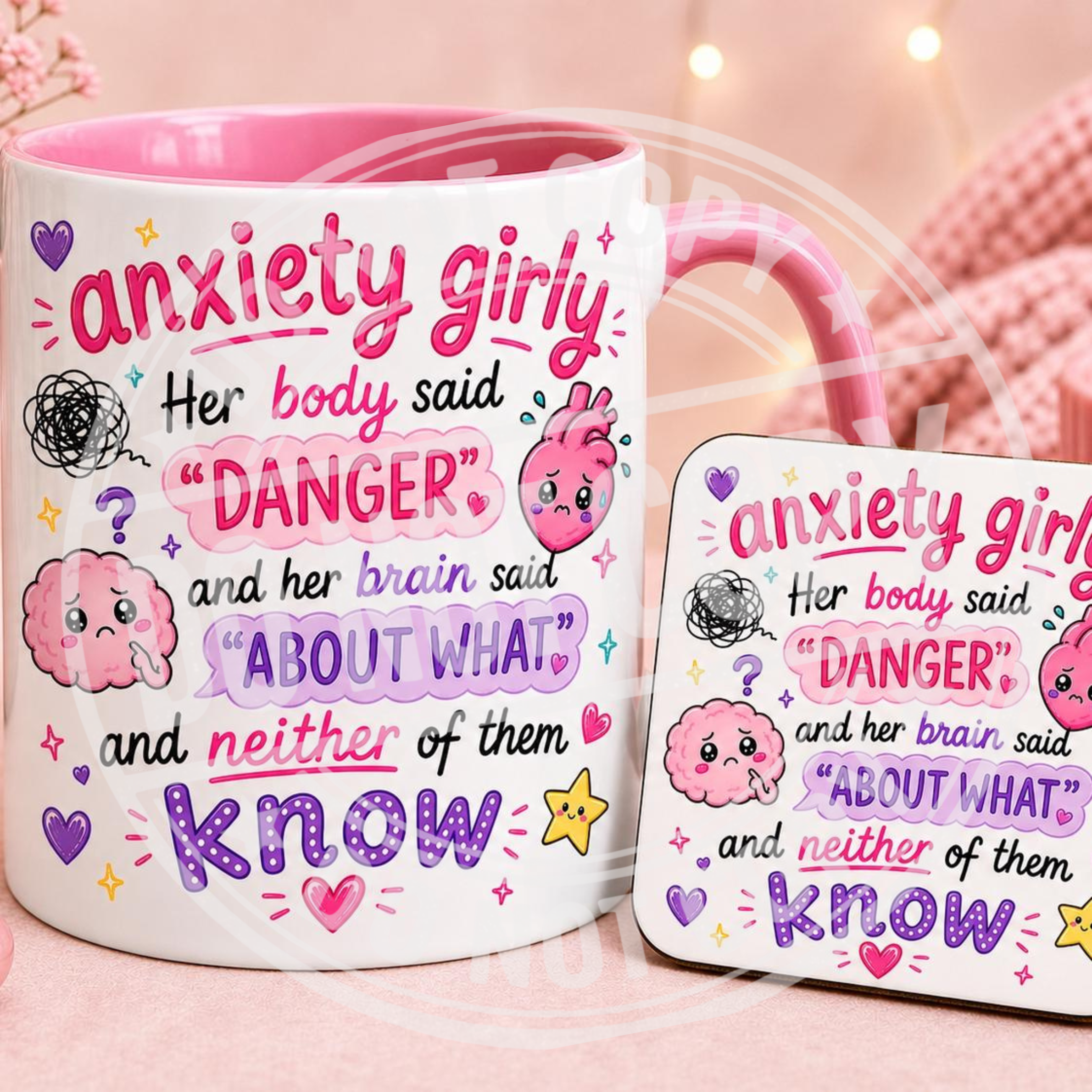 Decorated Mug and Coaster Set