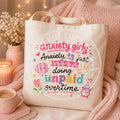 🛍️ Anxiety Girly Tote Bag "Anxiety is just my brain doing unpaid overtime"