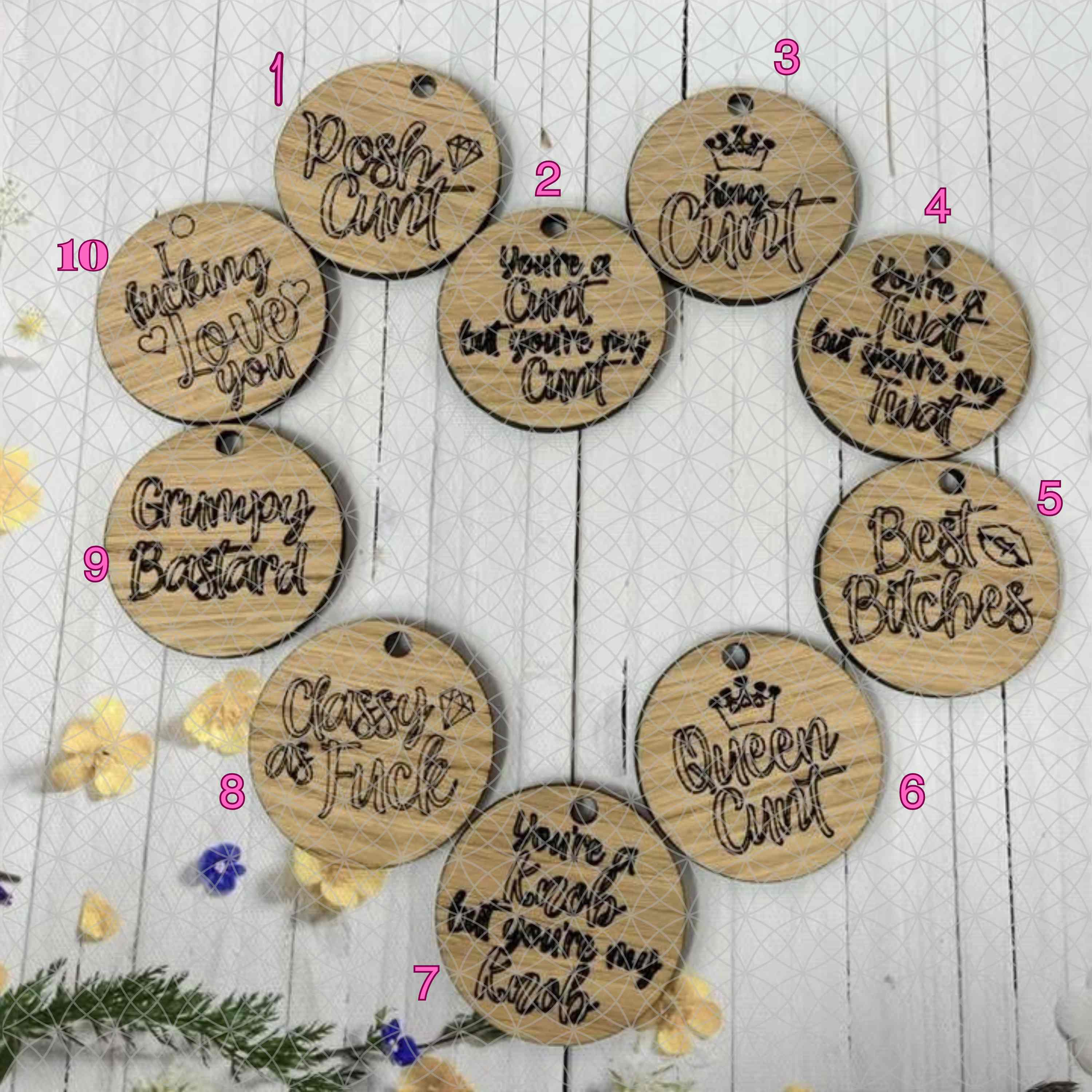 Funny Rude Keyring | Cheeky Novelty Gift | Laser Engraved Oak | Adult Humour | Birthday Gift for Her/Him