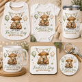 My First Father's Day Highland Cow Mug | Baby Bib | Baby Grow | Personalised New Dad Gift | Cute Father's Day Gift Set