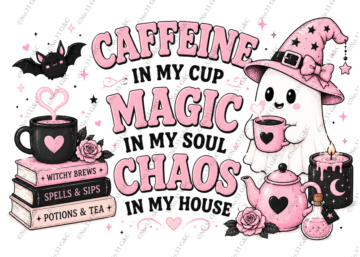 Pink Summerween Glass Worktop Saver – Cute Witch & Ghost Designs
