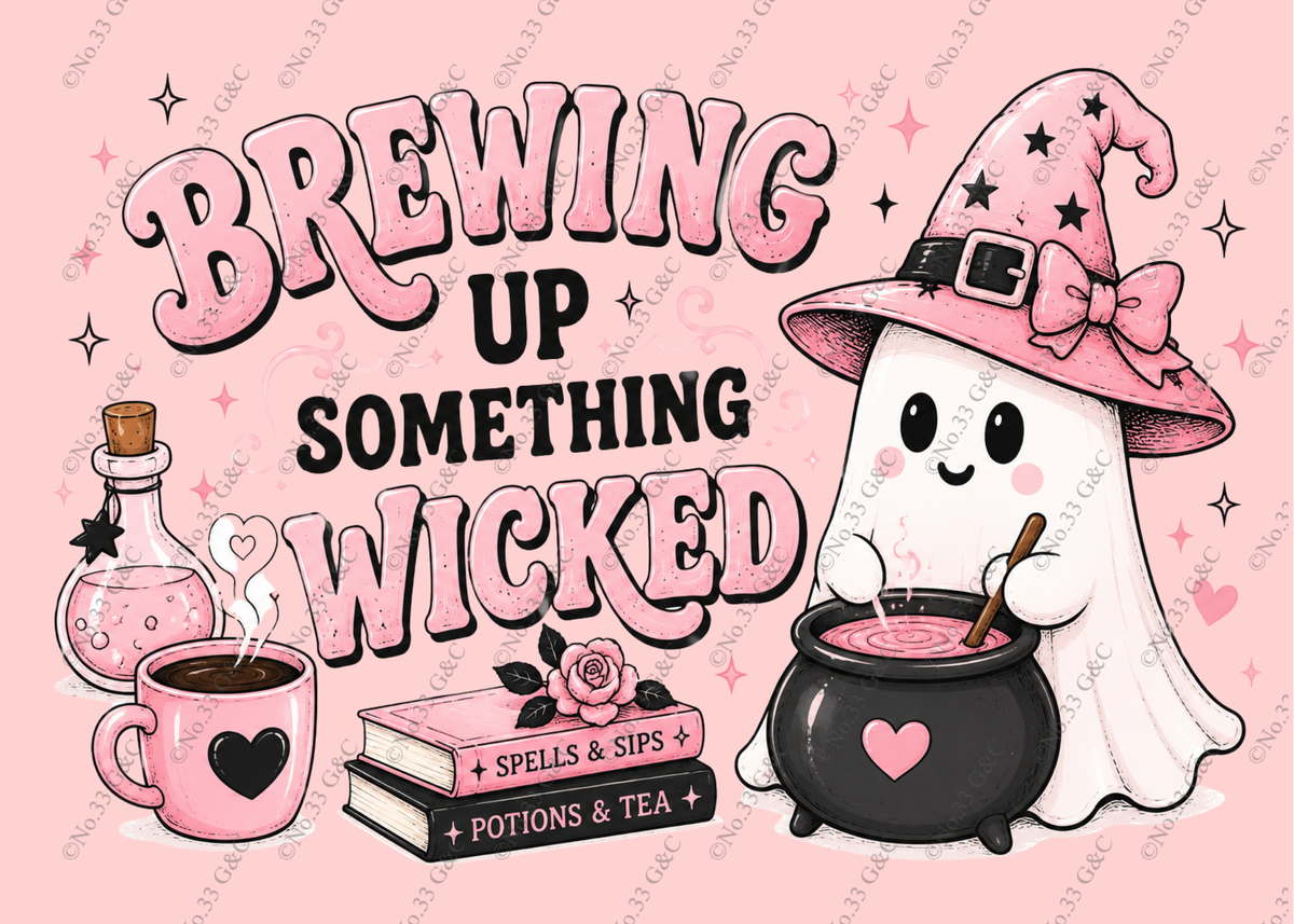 Pink Summerween Glass Worktop Saver – Cute Witch & Ghost Designs