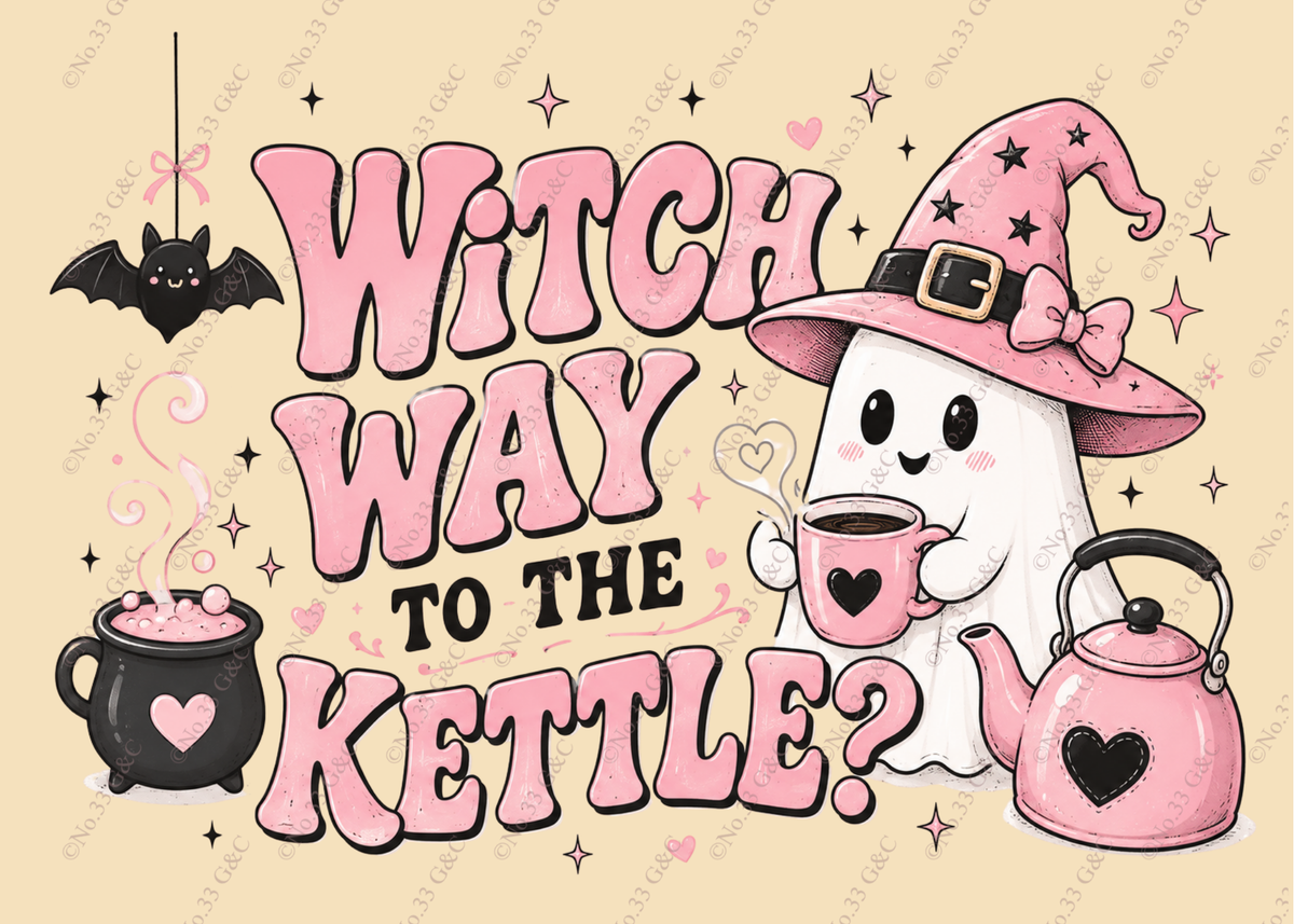 Pink Summerween Glass Worktop Saver – Cute Witch & Ghost Designs