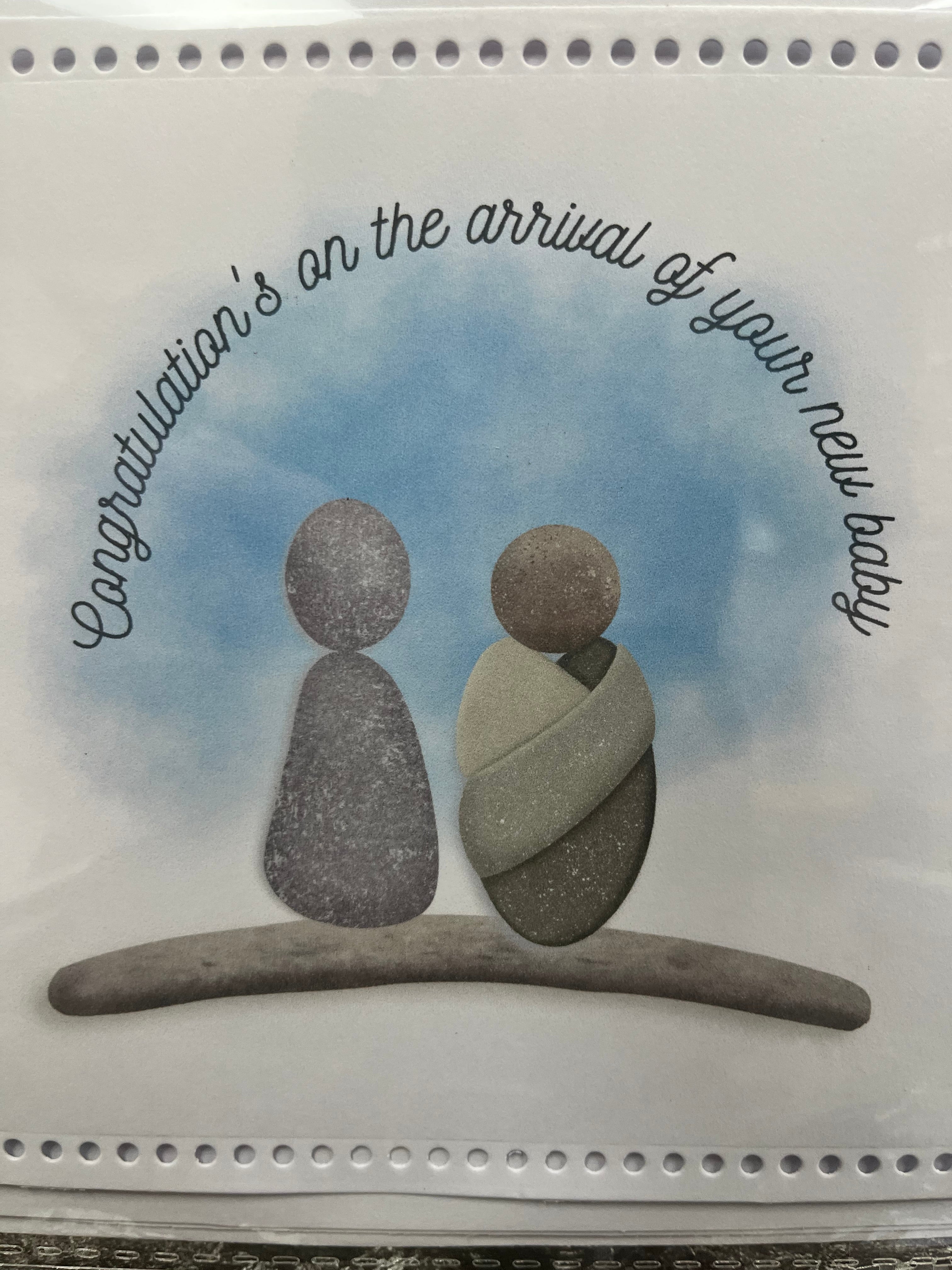 Handmade Pebble Art Greeting Cards – New Baby &