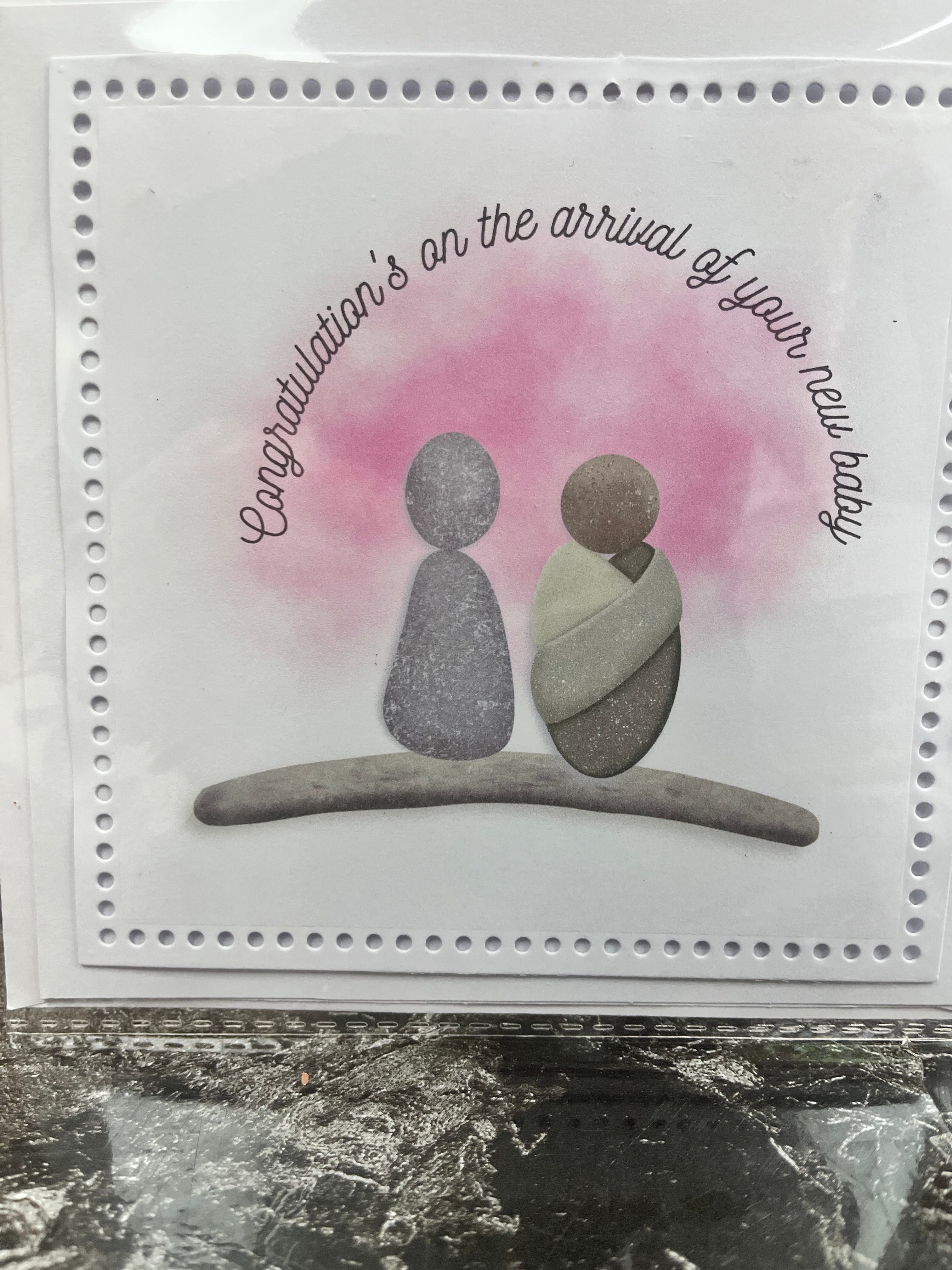 Handmade Pebble Art Greeting Cards – New Baby &