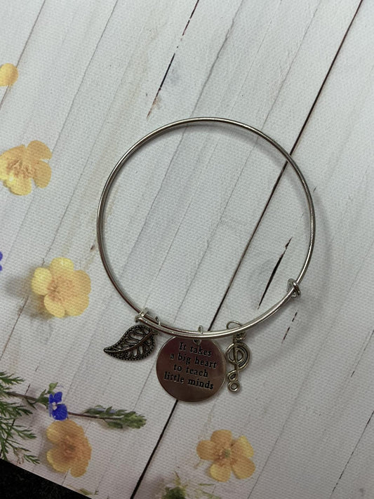 "It Takes a Big Heart to Teach Little Minds" Teacher Charm Bracelet