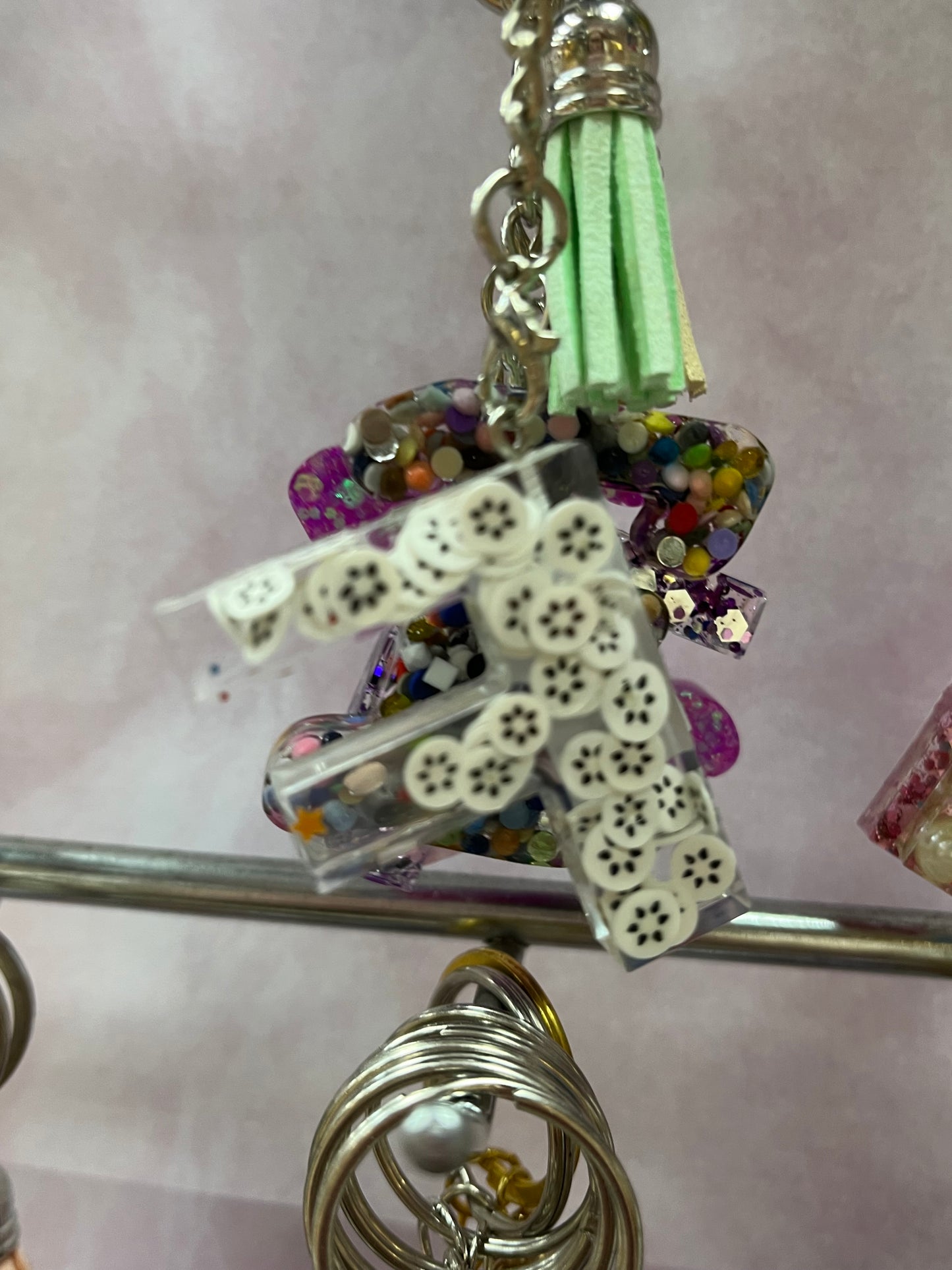 Personalised Resin Initial Keyring – Handmade by Oli-Kay Jewellery