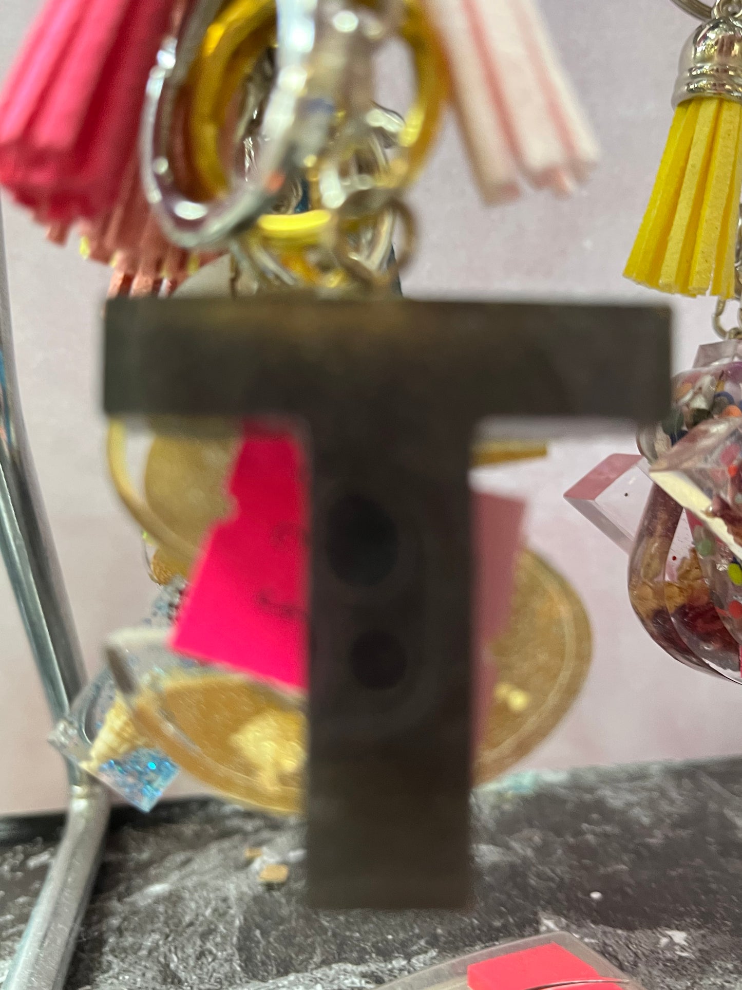 Personalised Resin Initial Keyring – Handmade by Oli-Kay Jewellery