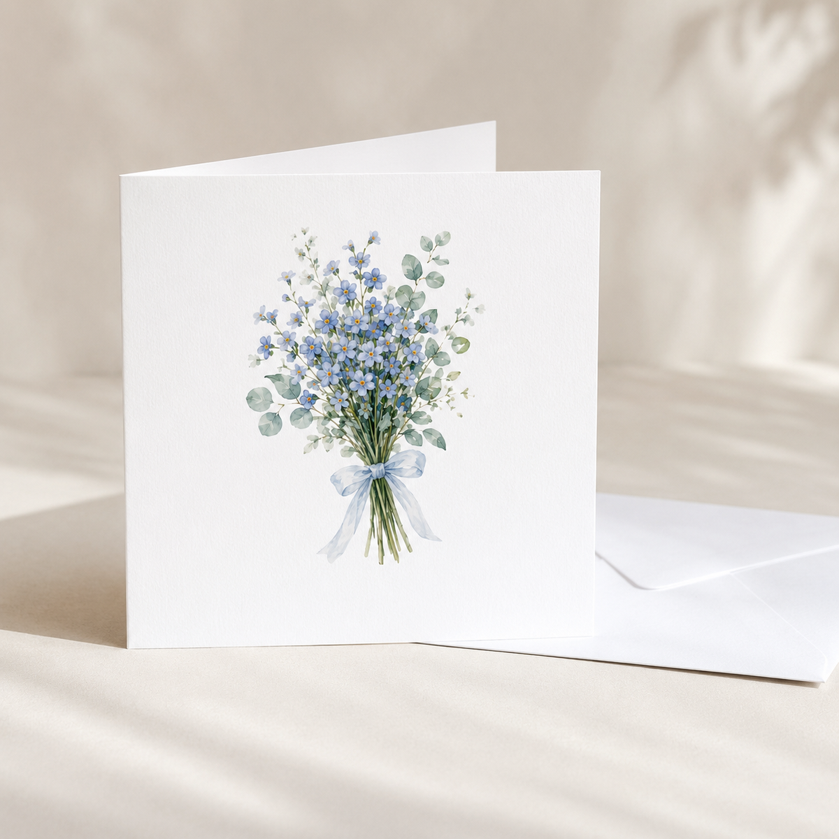 Blue flowers blank sympathy card