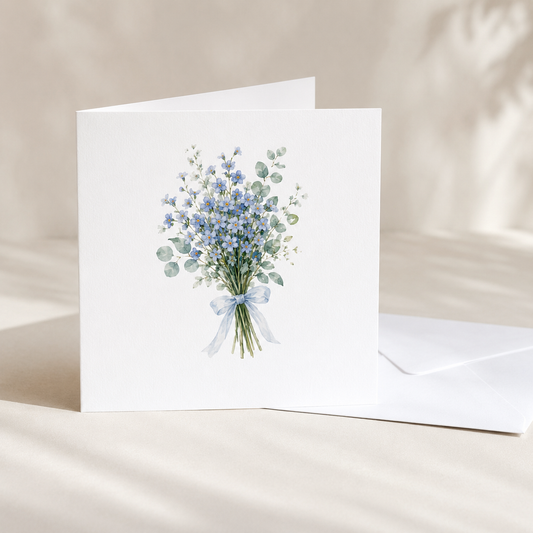 Blue flowers blank sympathy card