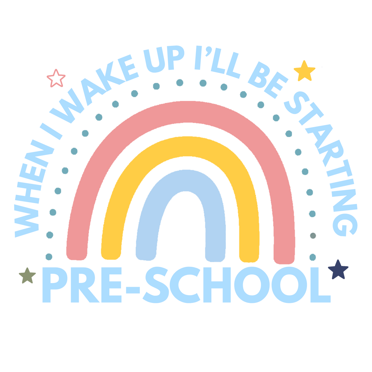 Blue Rainbow Pre-School starting school pyjama design