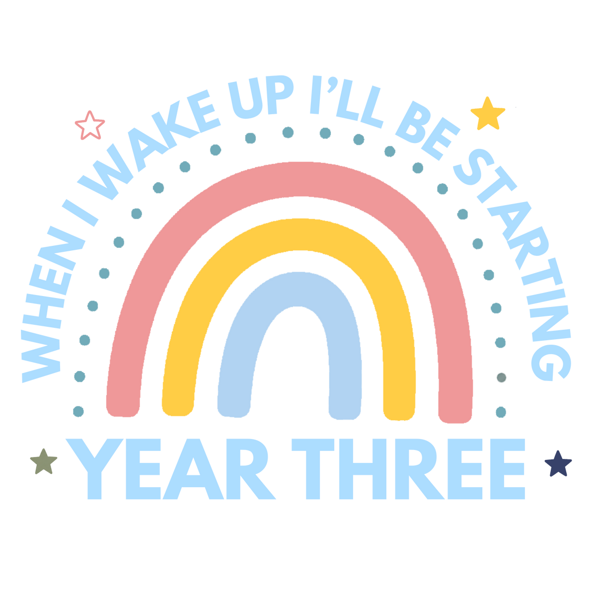 Blue Rainbow Year Three starting school pyjama design
