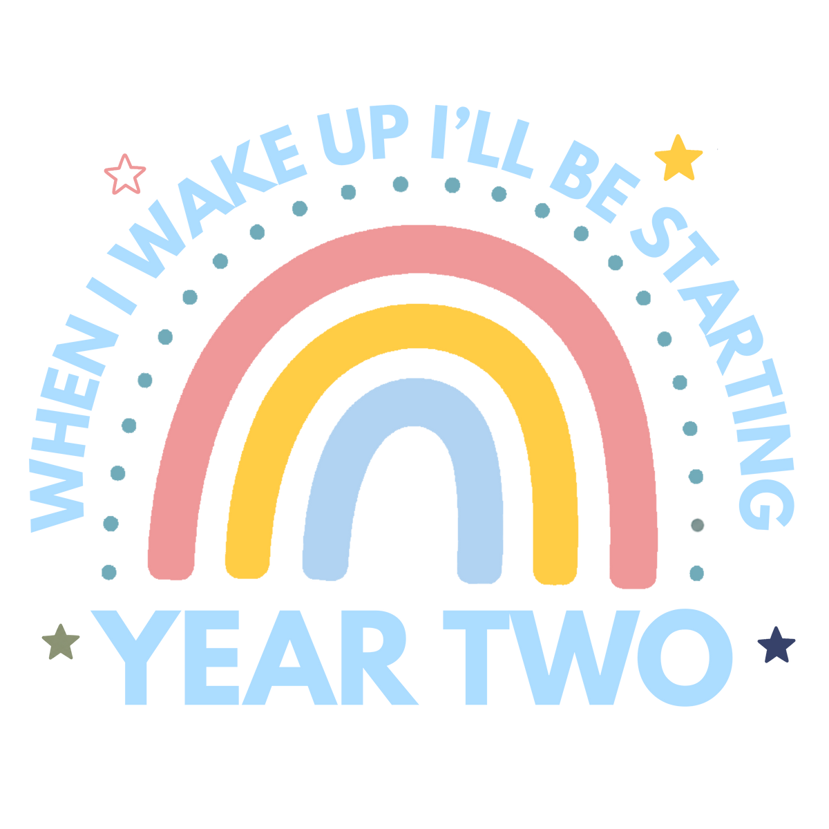 Blue Rainbow Year Two starting school pyjama design