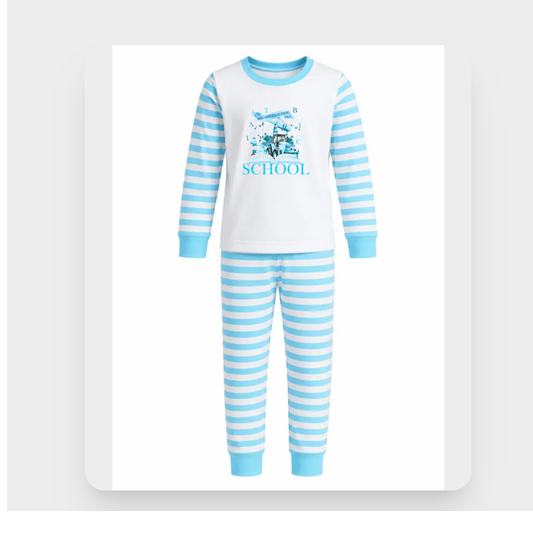 Personalised first day at school blue pyjamas made by No.33 Gifts and Crafts