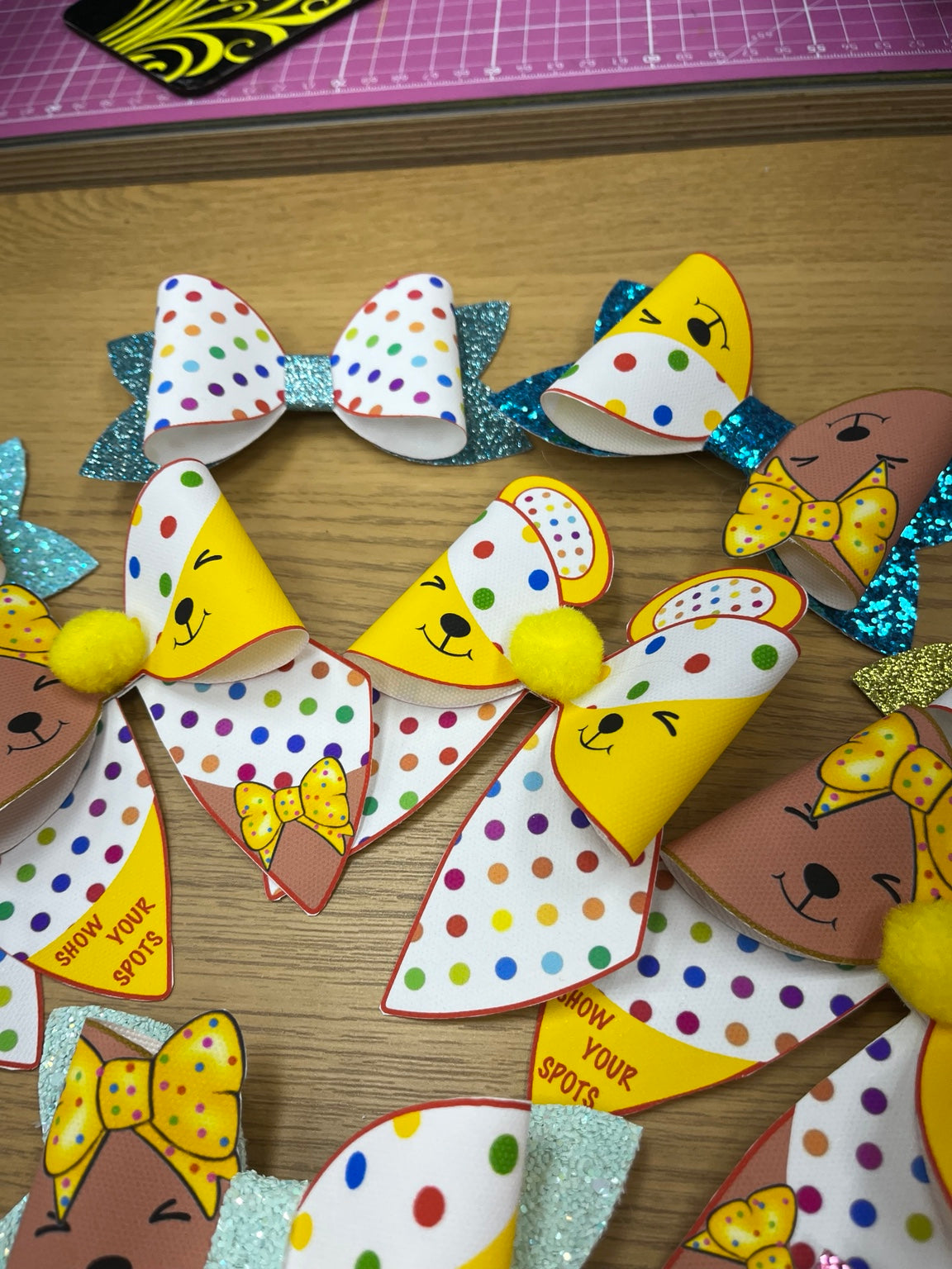 Assorted Children in Need character hair bow designs