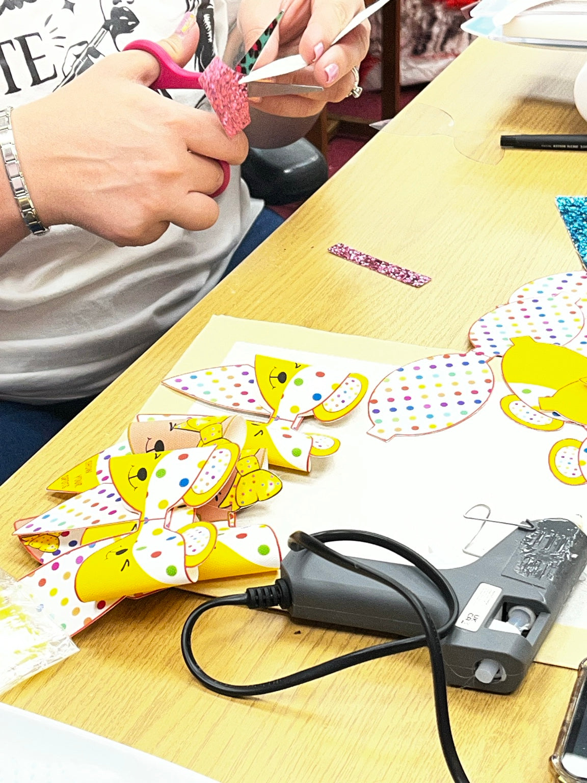 Children in Need hair bows being handmade at No.33
