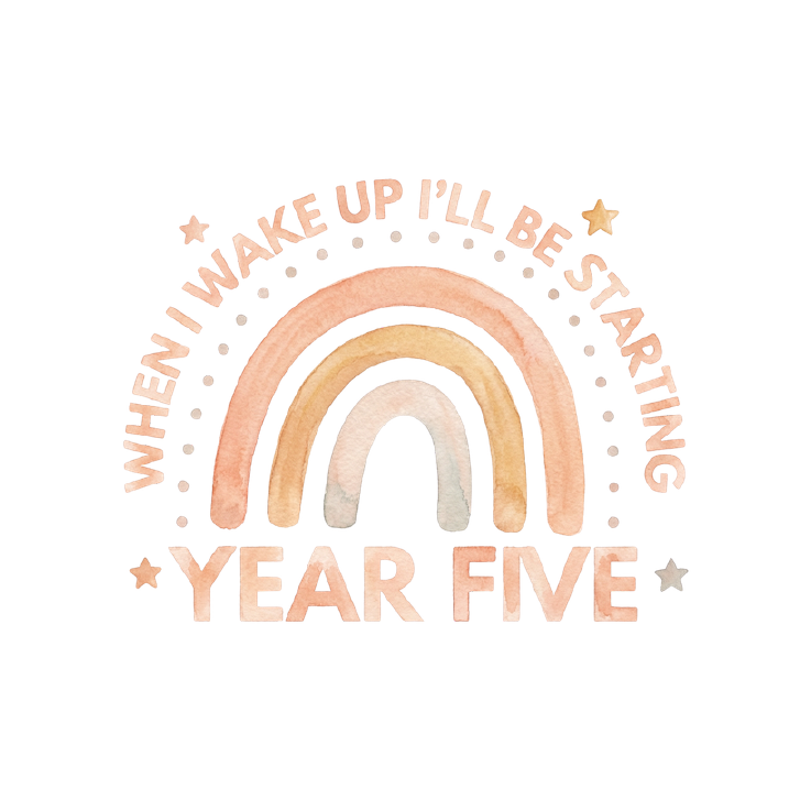 Peach Rainbow Year Five starting school pyjama design