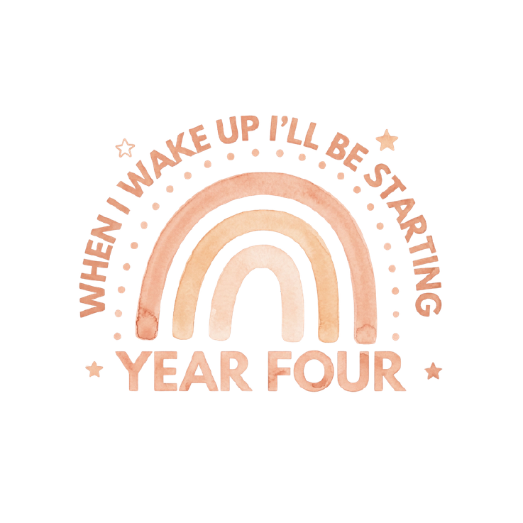 Peach Rainbow Year Four starting school pyjama design