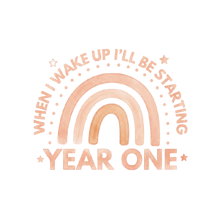 Peach Rainbow Year One starting school pyjama design