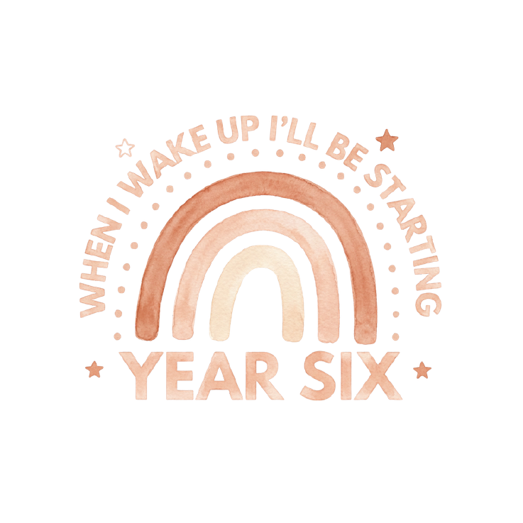 Peach Rainbow Year Six starting school pyjama design