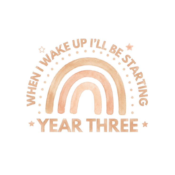 Peach Rainbow Year Three starting school pyjama design