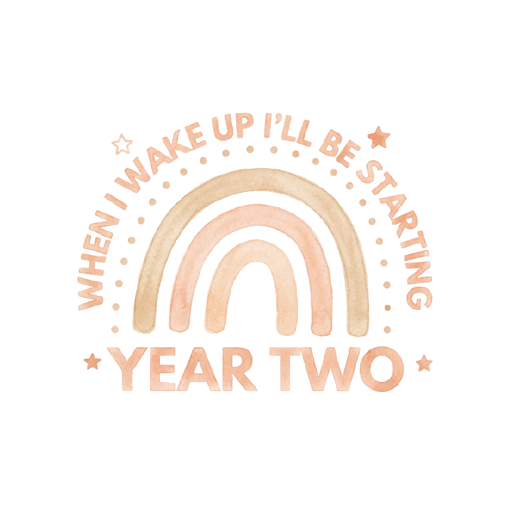Peach Rainbow Year Two starting school pyjama design