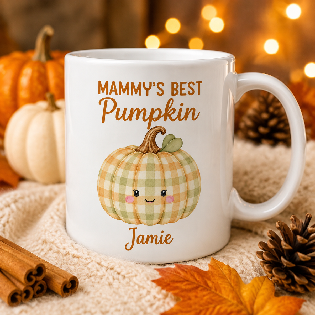 Mammy’s Best Pumpkin personalised mug – neutral pumpkin