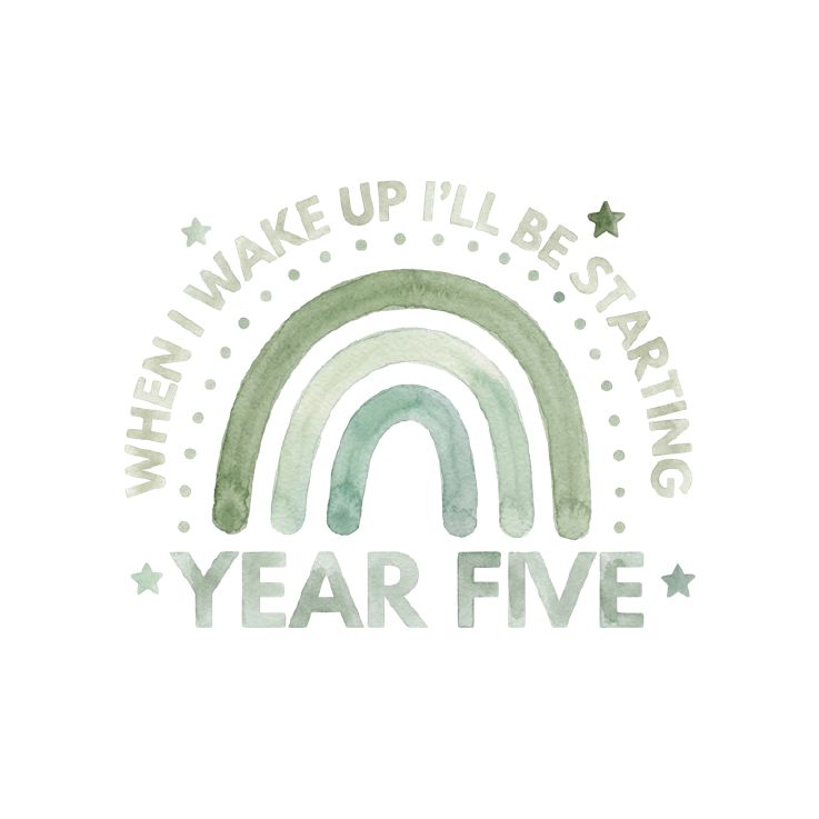 Sage Rainbow Year Five starting school pyjama design