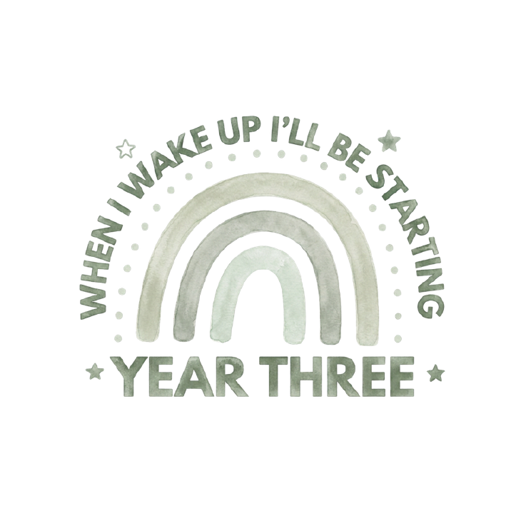 Sage Rainbow Year Three starting school pyjama design