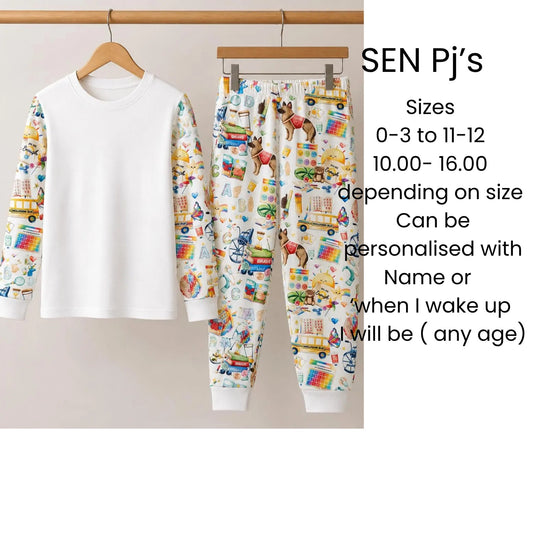 Personalised inclusive first day at school pyjamas made by No.33 Gifts and Crafts