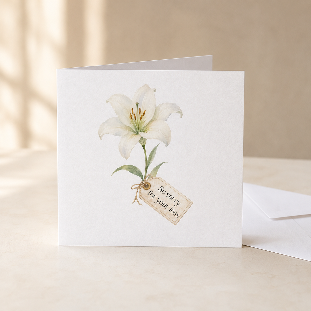 White lily So Sorry for Your Loss sympathy card