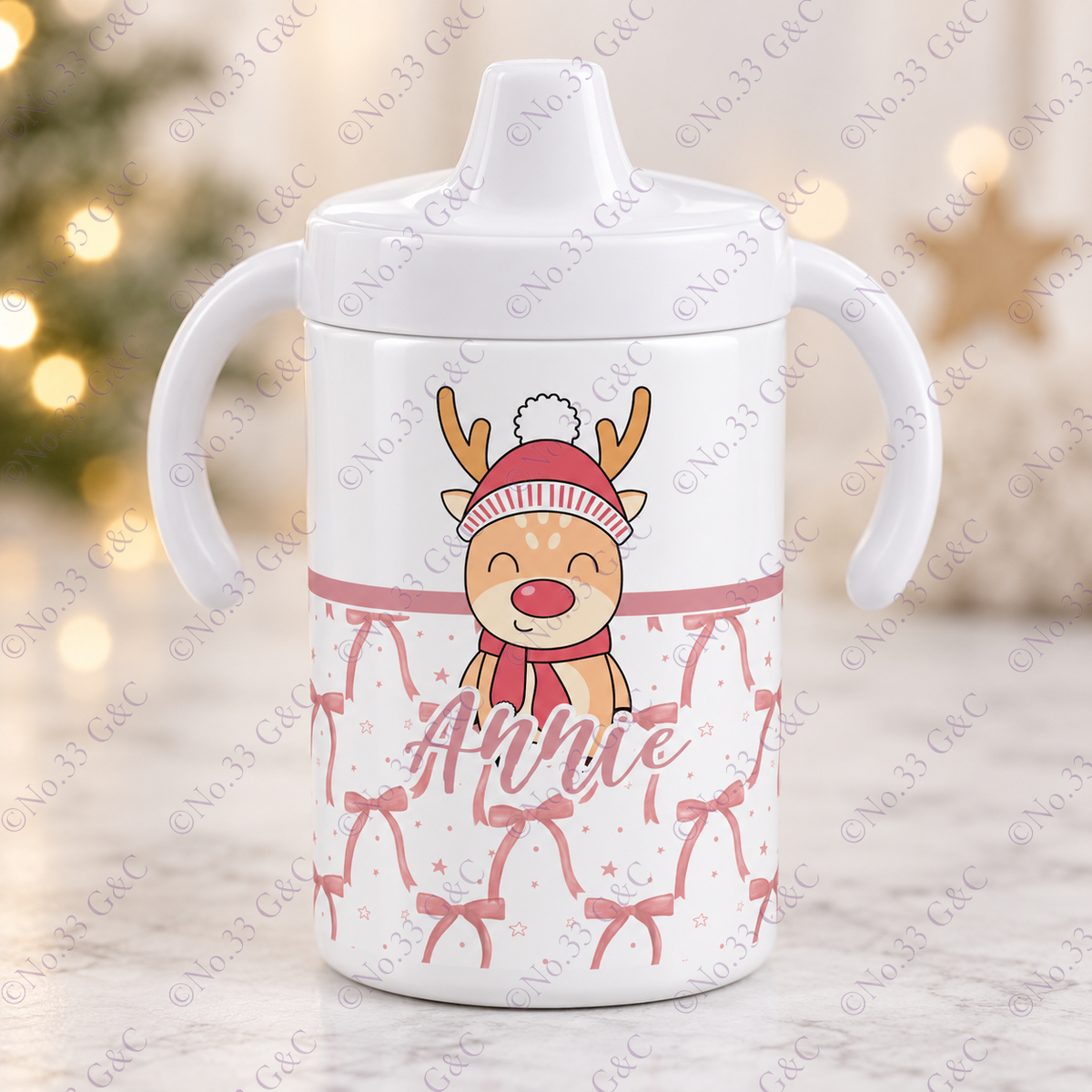 Personalised children's 12 oz Christmas sippy cup – Design 1