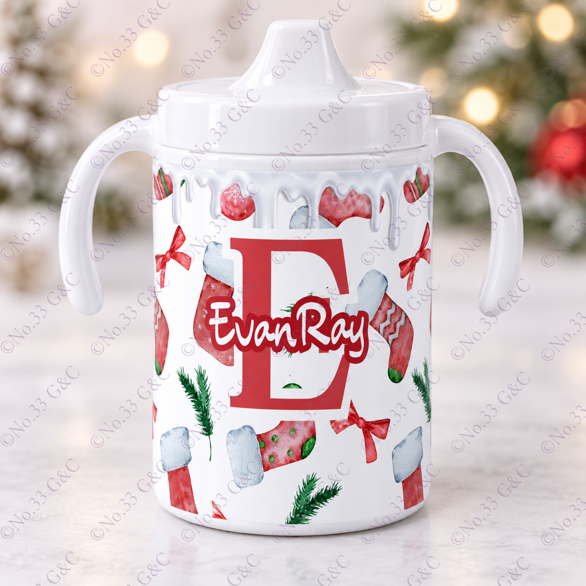 Personalised children's 12 oz Christmas sippy cup – Design 3