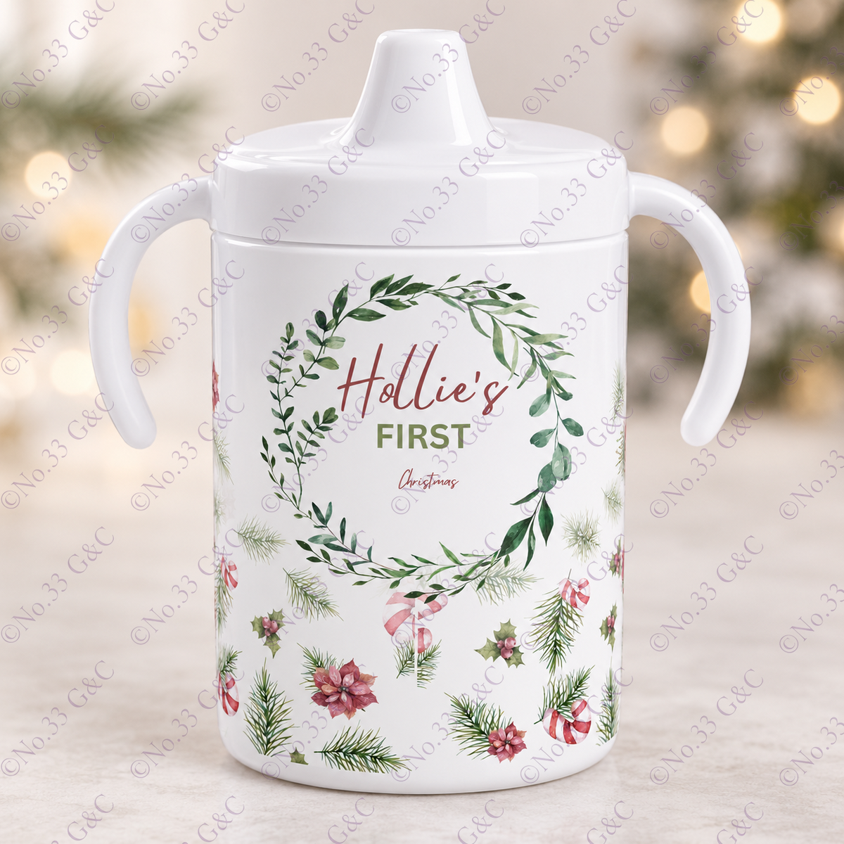 Personalised children's 12 oz Christmas sippy cup – Design 5