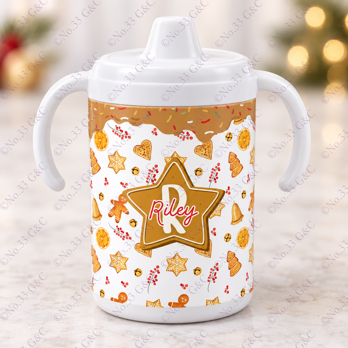 Personalised children's 12 oz Christmas sippy cup – Design 6