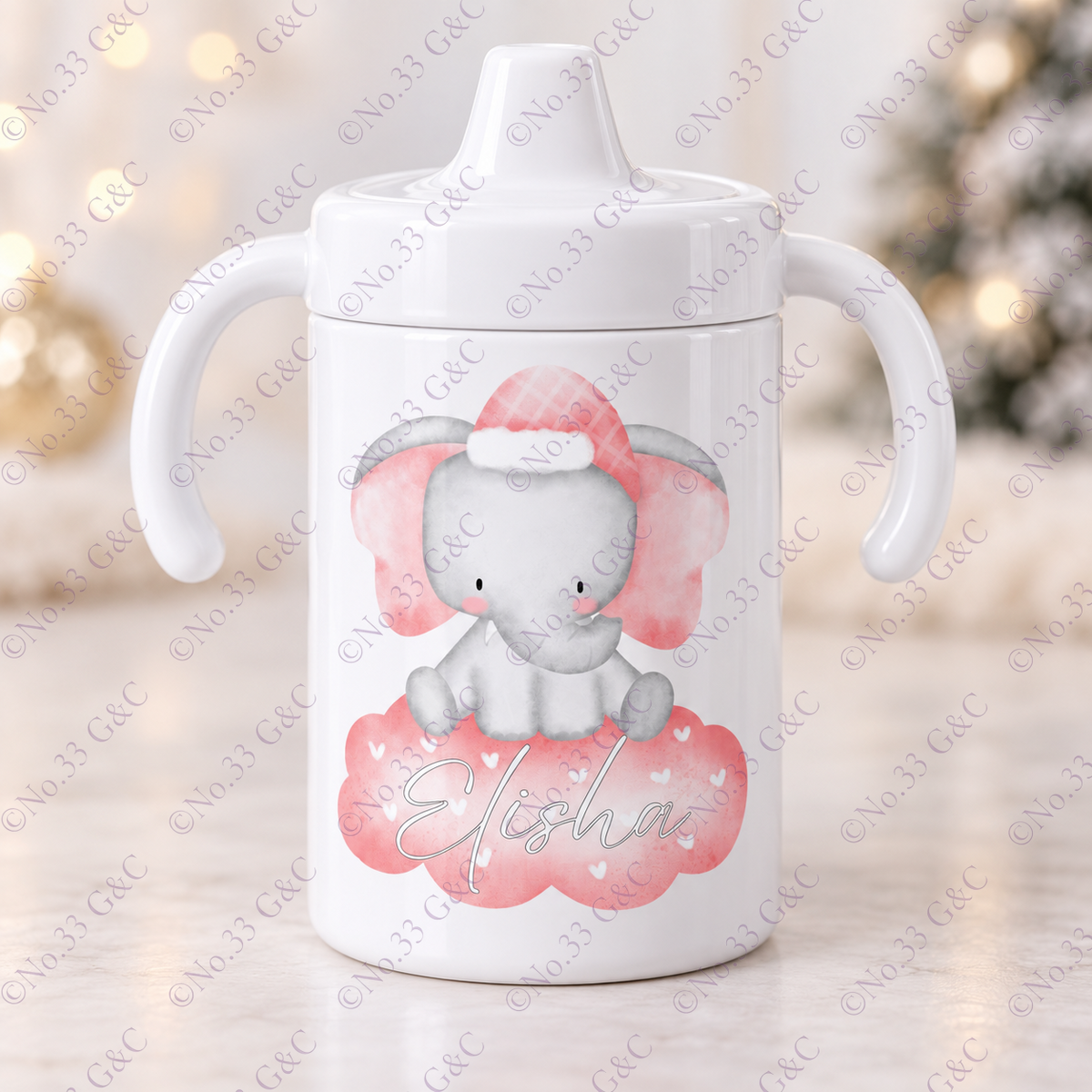 Personalised children's 12 oz Christmas sippy cup – Design 7