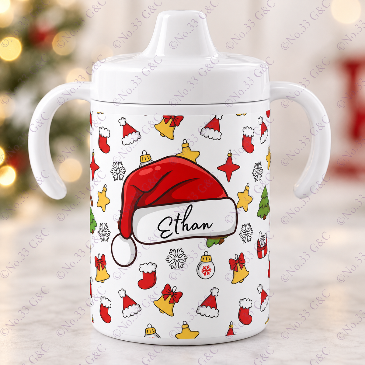 Personalised children's 12 oz Christmas sippy cup – Design 8