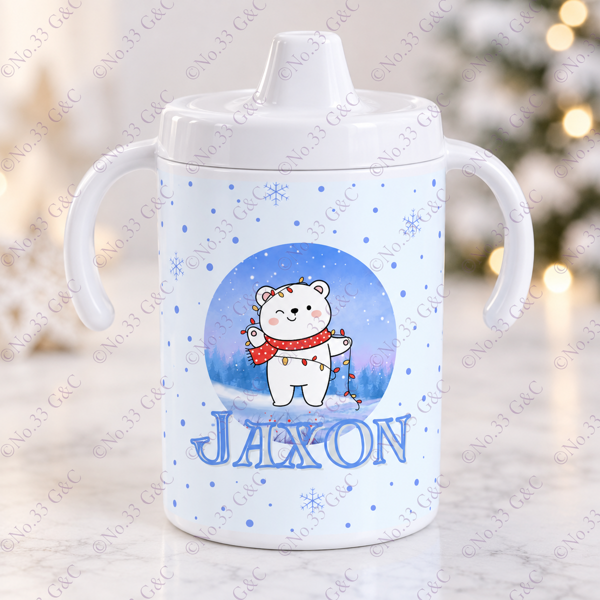 Personalised children's 12 oz Christmas sippy cup – Design 9