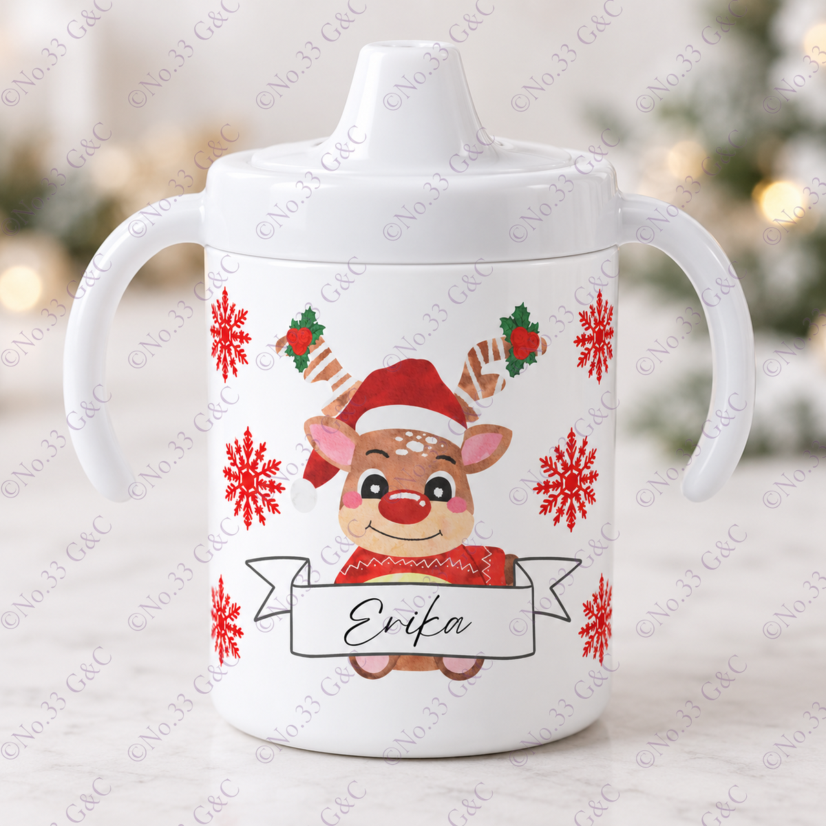 Personalised children's 12 oz Christmas sippy cup – Design 10