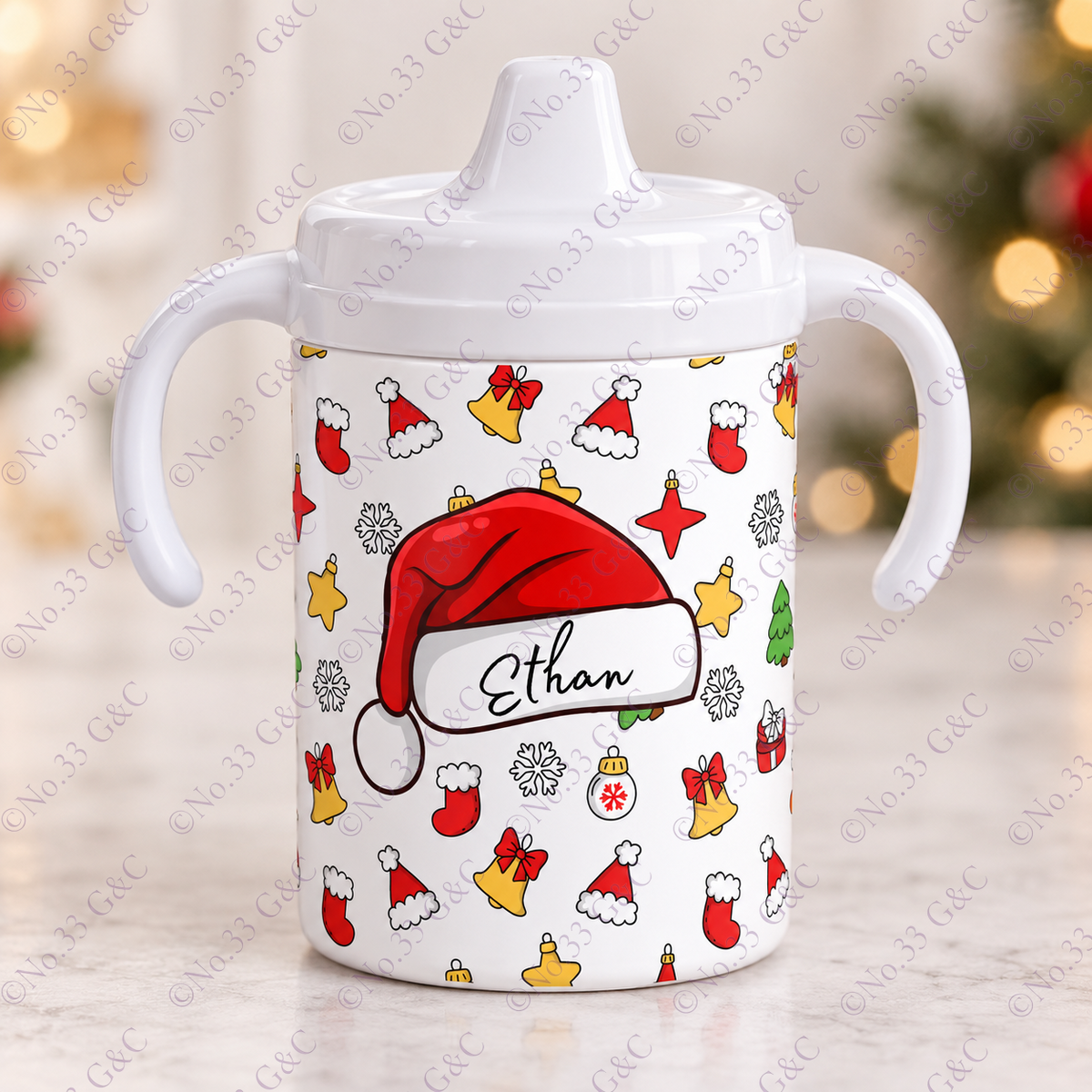 Personalised children's 12 oz Christmas sippy cup – Design 12