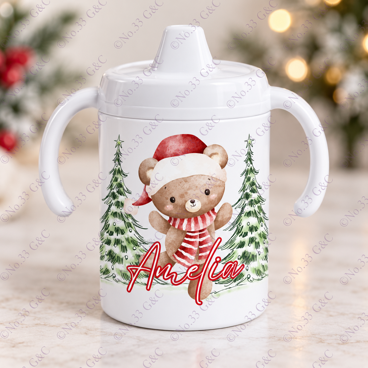 Personalised children's 12 oz Christmas sippy cup – Design 13
