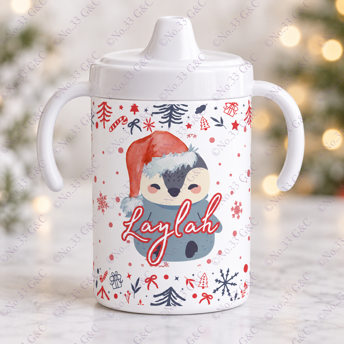 Personalised children's 12 oz Christmas sippy cup – Design 14