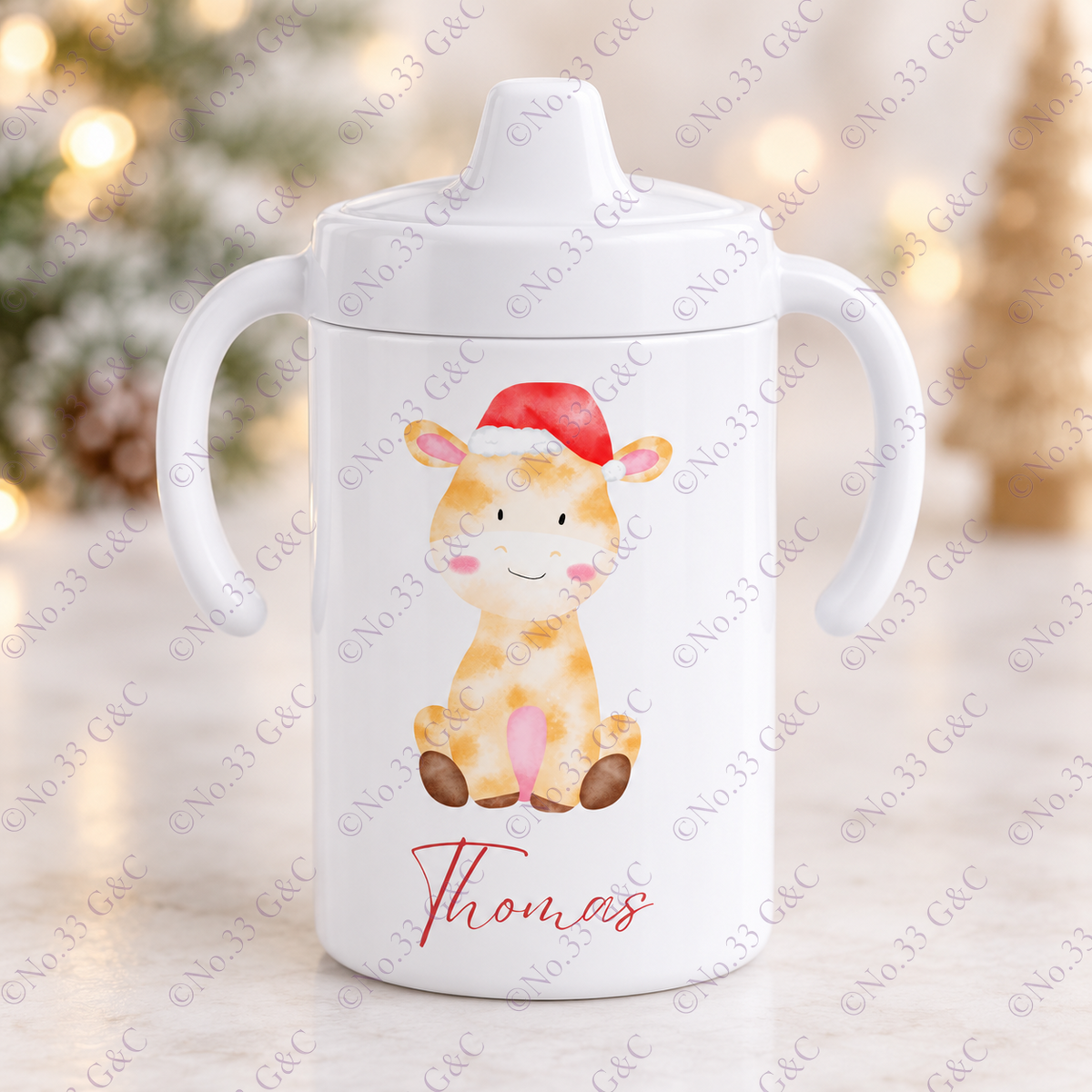 Personalised children's 12 oz Christmas sippy cup – Design 15