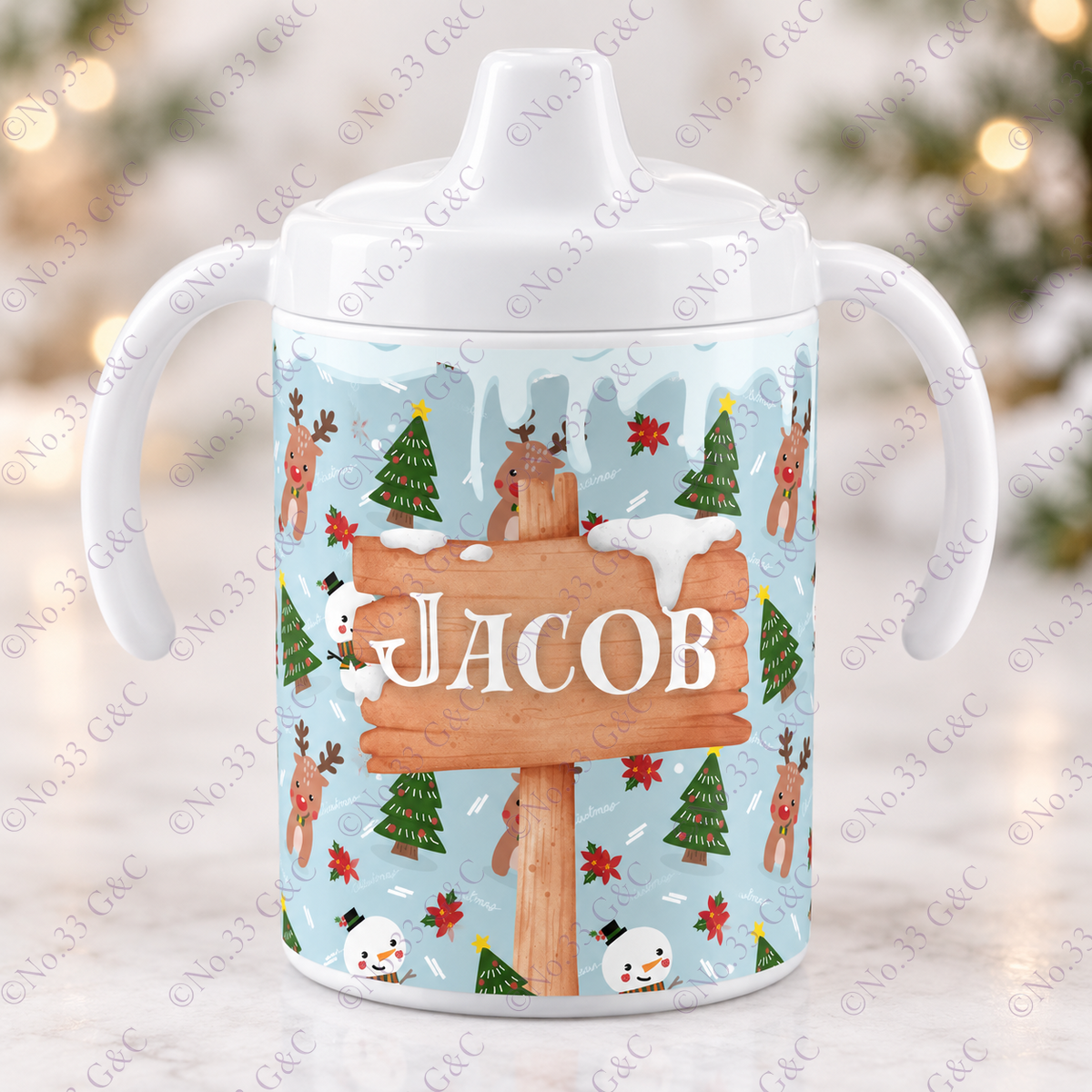 Personalised children's 12 oz Christmas sippy cup – Design 16