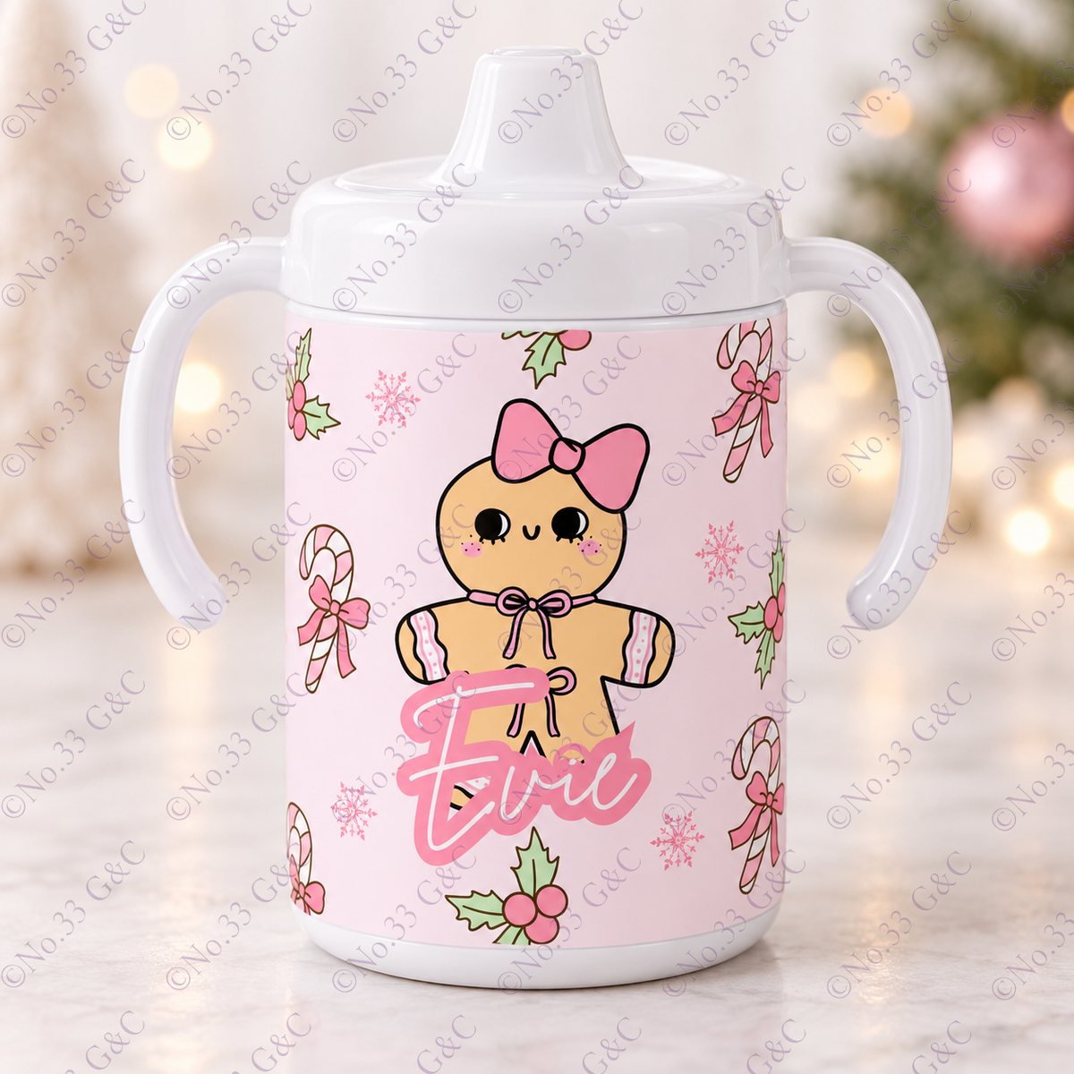 Personalised children's 12 oz Christmas sippy cup – Design 18