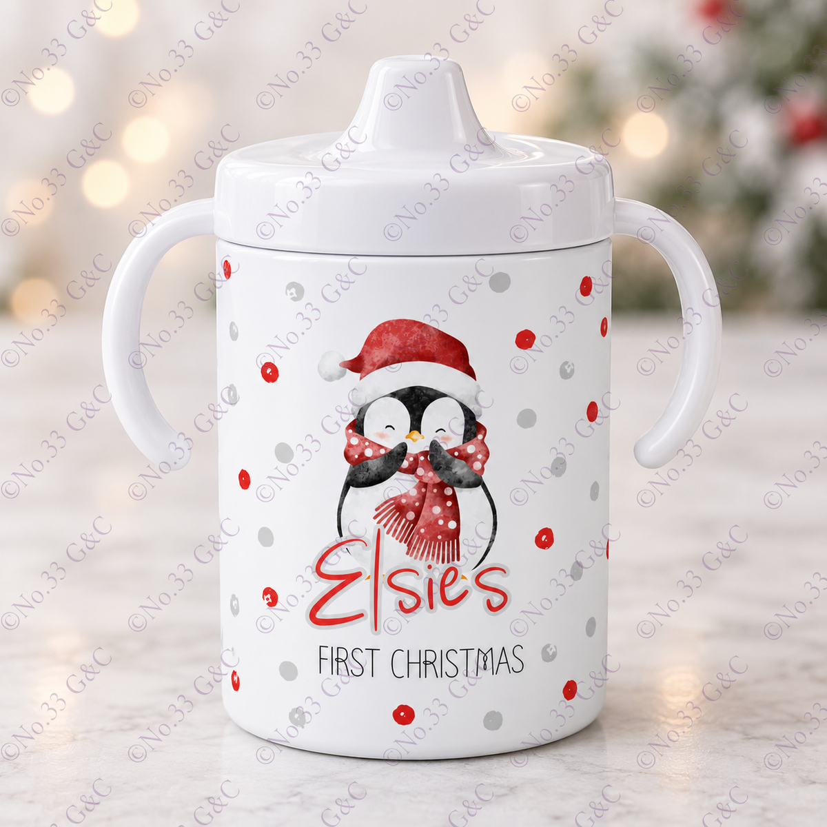Personalised children's 12 oz Christmas sippy cup – Design 19